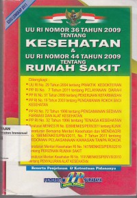 Image of UU RI Nomor 36 Tahun 2009 Tentang Kesehatan dan UU RI Nomor 44 Tahun 2009 Tentang rumah sakit