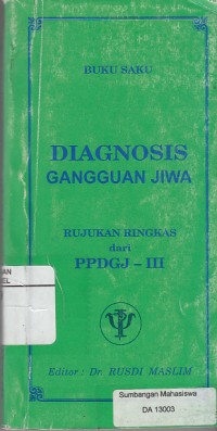 Image of Diagnosis Gangguan Jiwa, Rujukan Ringkas PPDGJ-III